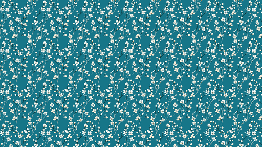Papier peint floral bleu-vert Motif de fleurs blanches et branches