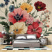 Papier peint floral avec bouquet coloré de fleurs dessinées à la main pour chambre moderne