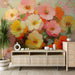 Papier peint floral avec bouquet de fleurs colorées pour salon moderne