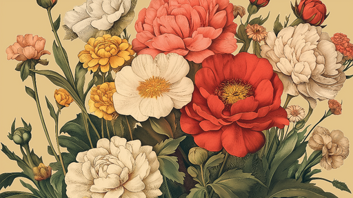 Papier peint floral Bouquet de fleurs éclatantes sur fond doux