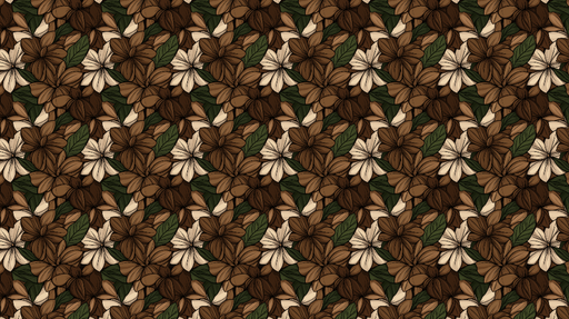 Papier peint floral brun Motif de fleurs élégantes avec des teintes terreuses