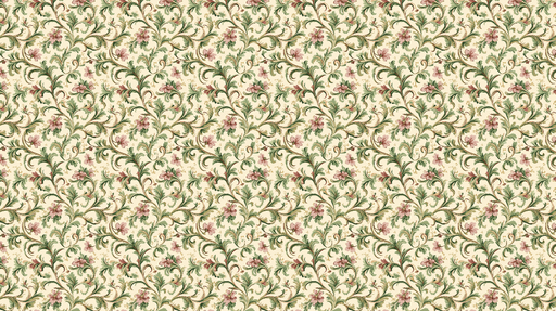 Papier peint floral classique Motif luxuriant de fleurs et feuillage