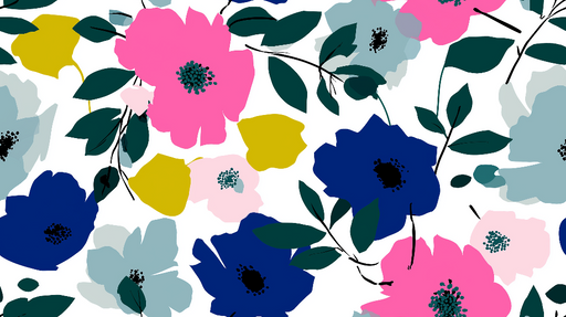 Papier peint floral coloré Fleurs éclatantes sur fond blanc