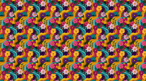 Papier peint floral coloré Fleurs vives sur un fond dynamique