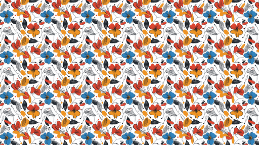 Papier peint floral coloré Motif de fleurs éclatantes et feuillage monochrome