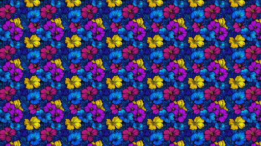 Papier peint floral coloré Motif de fleurs multicolores sur fond noir
