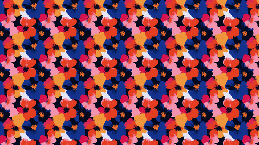 Papier peint floral coloré Motif de fleurs multicolores sur fond sombre