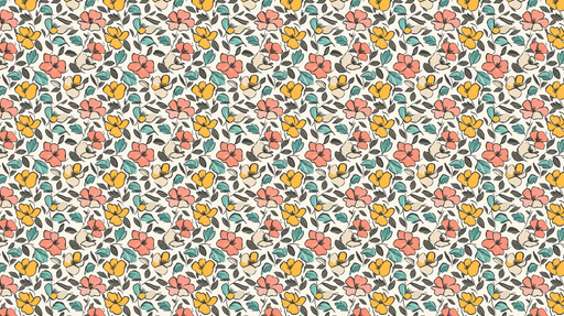 Papier peint floral coloré Motif éclatant de fleurs et de feuilles sur fond crème
