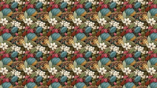 Papier peint floral coloré Motif riche de fleurs et de feuilles multicolores