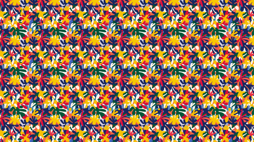 Papier peint floral coloré Motif vibrant de fleurs et feuillages multicolores