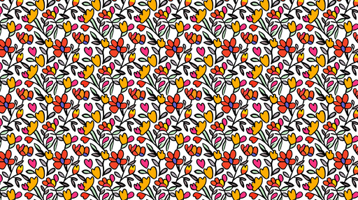 Papier peint floral coloré Motif vibrant de fleurs et feuilles sur fond blanc