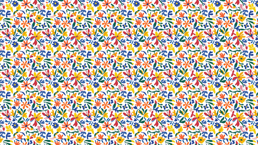 Papier peint floral coloré Motifs de fleurs et de feuillages sur fond blanc