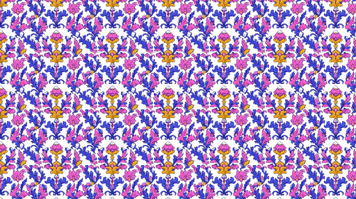 Papier peint floral coloré Motifs de fleurs et feuillage en rose bleu et jaune