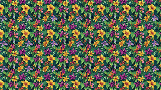 Papier peint floral coloré Motifs luxuriants de fleurs tropicales aux teintes vibrantes