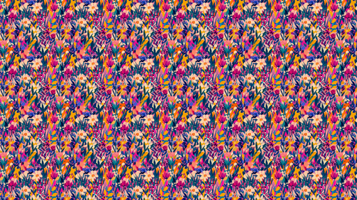 Papier peint floral coloré Un mélange de fleurs et de feuillage sur fond joyeux