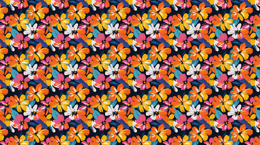 Papier peint floral coloré Un mélange de fleurs sur fond sombre