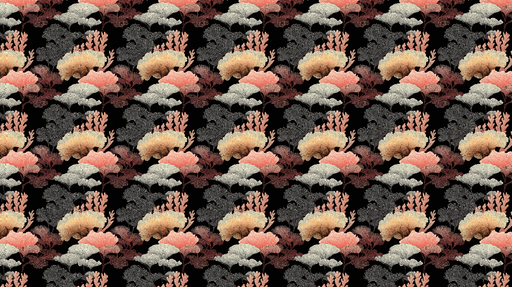 Papier peint floral contemporain Motifs de fleurs et feuillages sur fond noir