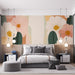 Papier peint floral aux couleurs douces avec fleurs stylisées pour chambre moderne.