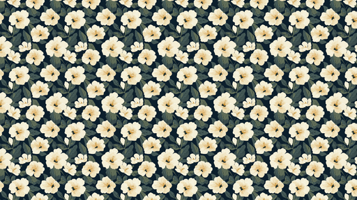 Papier peint floral crème Motif de fleurs blanches sur fond sombre