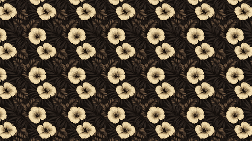 Papier peint floral crémeux Fleurs d'hibiscus sur fond noir