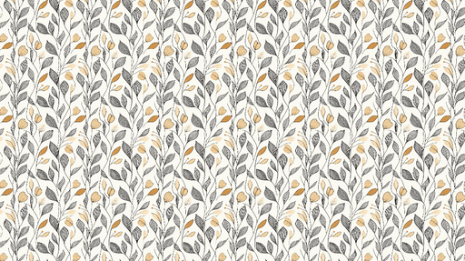 Papier peint floral délicat Feuilles et fleurs en noir et or sur fond clair