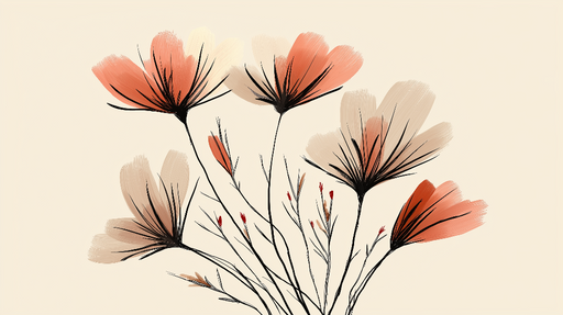 Papier peint floral délicat Fleurs aux tonalités douces sur fond beige