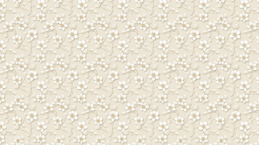Papier peint floral délicat Fleurs blanches sur fond beige