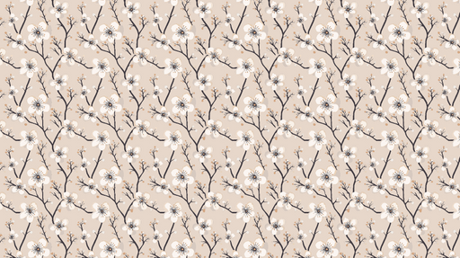 Papier peint floral délicat Fleurs blanches sur fond beige