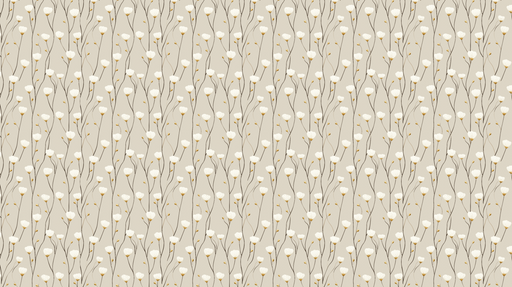 Papier peint floral délicat Motif de fleurs blanches sur fond beige