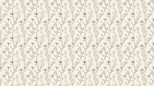 Papier peint floral délicat Motif de fleurs et de tiges fines sur fond beige