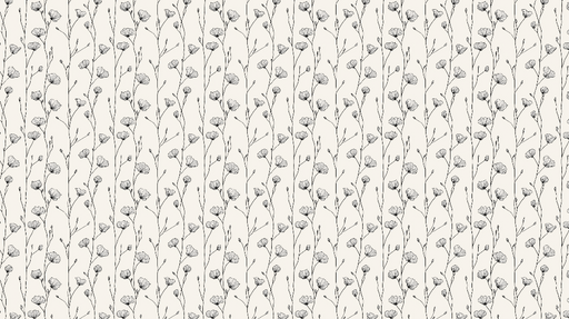 Papier peint floral délicat Motif de fleurs noires sur fond clair