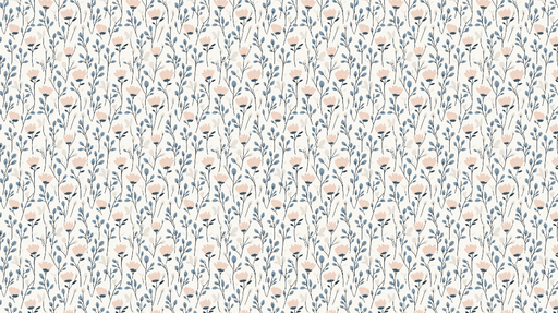 Papier peint floral délicat Motif de fleurs roses et feuilles bleues sur fond clair