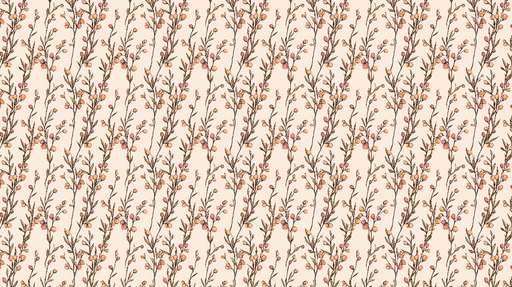 Papier peint floral délicat Motifs de branches et baies dans des tons doux