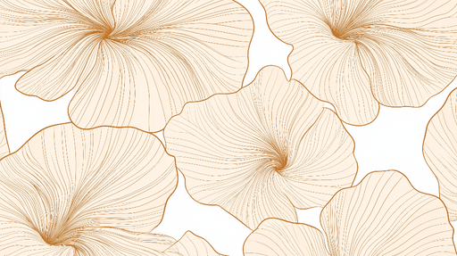 Papier peint floral délicat Motifs de fleurs aux lignes dorées sur fond clair