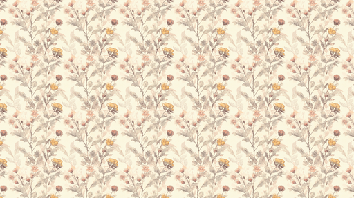 Papier peint floral délicat Motifs de fleurs dans des teintes douces et naturelles