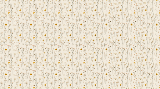 Papier peint floral délicat Motifs de fleurs jaunes et blanches sur fond neutre