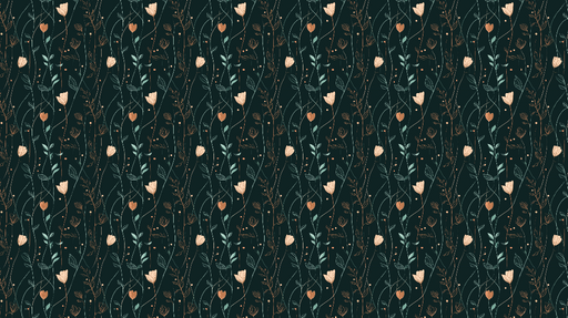 Papier peint floral délicat Motifs de fleurs sur fond sombre