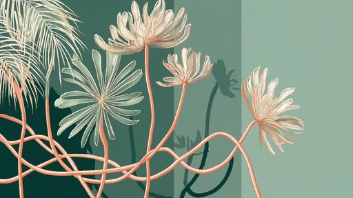 Papier peint floral Design botanique avec fleurs délicates et tiges entrelacées