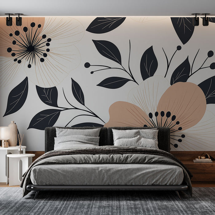 Papier peint floral | Design élégant avec des fleurs délicates