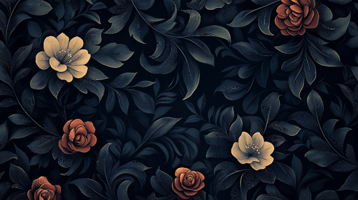 Papier peint floral Design élégant sur fond sombre