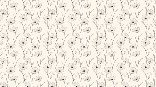 Papier peint floral Dessin délicat de fleurs sur fond crème