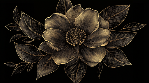 Papier peint floral doré Élégance Minimaliste