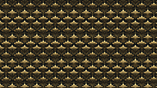 Papier peint floral doré Élégant motif floral sur fond noir