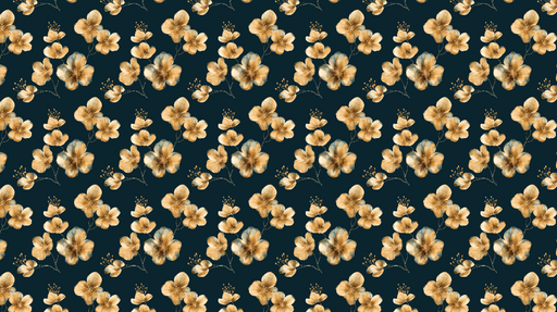 Papier peint floral doré Élégants motifs de fleurs dorées sur fond noir