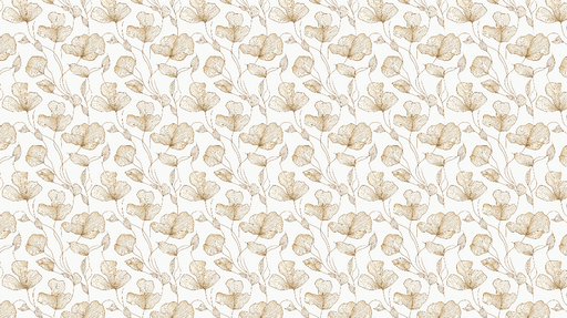 Papier peint floral doré Éléments floraux délicats sur fond blanc