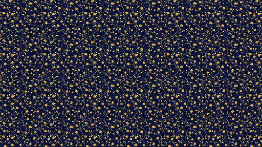 Papier peint floral doré Fleurs délicates sur fond bleu nuit