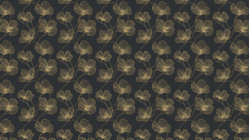 Papier peint floral doré Jolis motifs de fleurs dorées sur fond noir