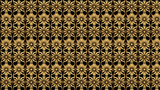 Papier peint floral doré Motif de fleurs dorées sur fond noir