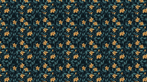 Papier peint floral doré Motif de fleurs jaunes et feuillage luxuriant sur fond sombre