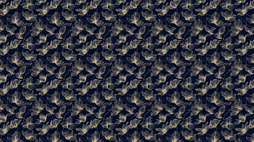 Papier peint floral doré Motifs de fleurs délicates sur fond marine